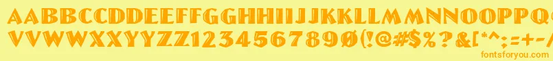 Linolettercut Font – Orange Fonts on Yellow Background