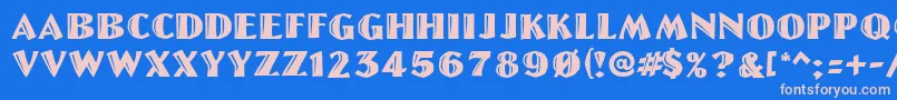 Linolettercut Font – Pink Fonts on Blue Background