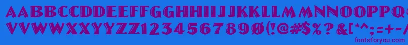 Linolettercut Font – Purple Fonts on Blue Background