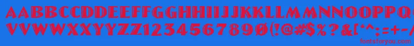 Linolettercut Font – Red Fonts on Blue Background