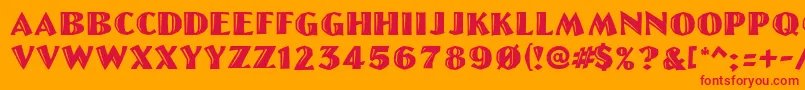 フォントLinolettercut – オレンジの背景に赤い文字