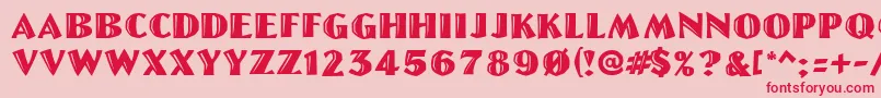 フォントLinolettercut – ピンクの背景に赤い文字