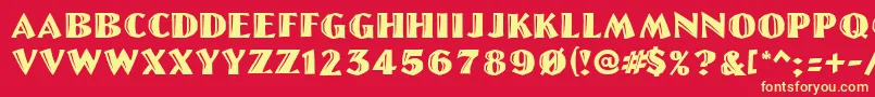 Czcionka Linolettercut – żółte czcionki na czerwonym tle