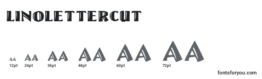 Размеры шрифта Linolettercut