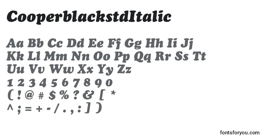 A fonte CooperblackstdItalic – alfabeto, números, caracteres especiais