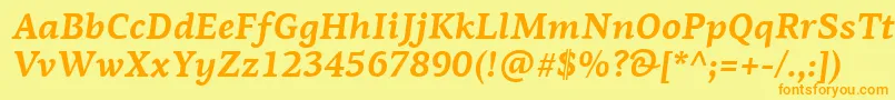 フォントPfagoraserifproBolditalic – オレンジの文字が黄色の背景にあります。