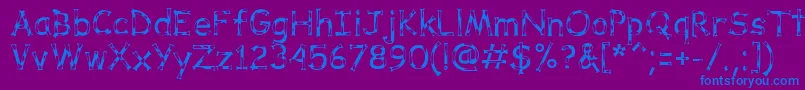 DalmataDreamRegular-Schriftart – Blaue Schriften auf violettem Hintergrund