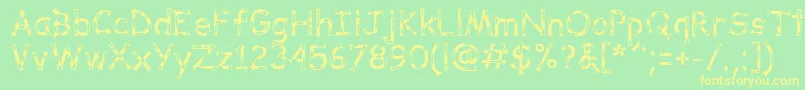 DalmataDreamRegular-Schriftart – Gelbe Schriften auf grünem Hintergrund