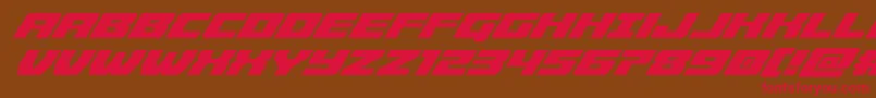 フォントCruiserfortresssuperital – 赤い文字が茶色の背景にあります。