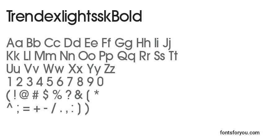 Шрифт TrendexlightsskBold – алфавит, цифры, специальные символы