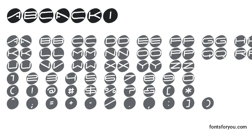 Czcionka Abcacki – alfabet, cyfry, specjalne znaki