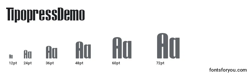 Größen der Schriftart TipopressDemo