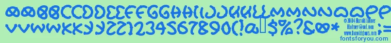 フォントPretu – 青い文字は緑の背景です。