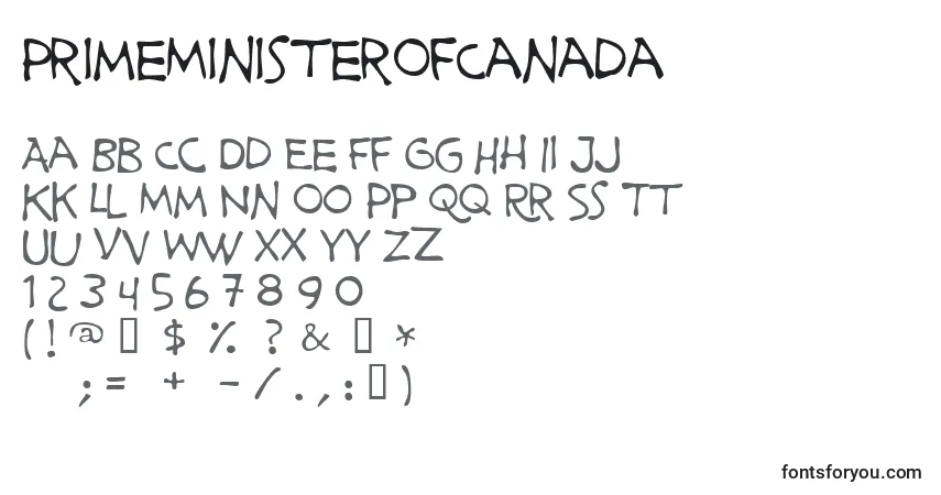 PrimeMinisterOfCanada-fontti – aakkoset, numerot, erikoismerkit