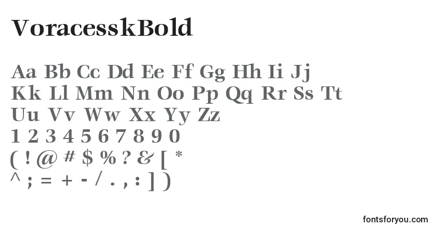 A fonte VoracesskBold – alfabeto, números, caracteres especiais
