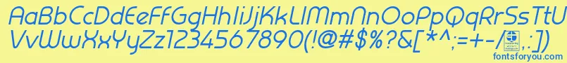 PrestijItalicDemo Font – Blue Fonts on Yellow Background