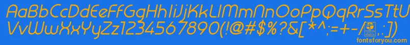 PrestijItalicDemo Font – Orange Fonts on Blue Background