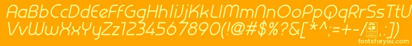 PrestijItalicDemo Font – Yellow Fonts on Orange Background