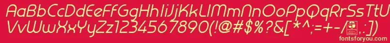 PrestijItalicDemo Font – Yellow Fonts on Red Background