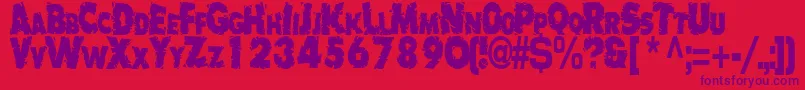 Weitere Informationen zur BadlyRegularTtstd-Schriftart BadlyRegularTtstd-Schriftart – Violette Schriften auf rotem Hintergrund