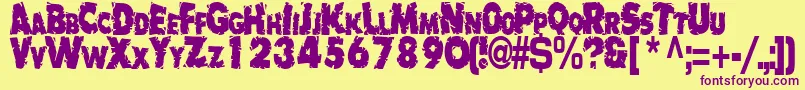 BadlyRegularTtstd Font – Purple Fonts on Yellow Background