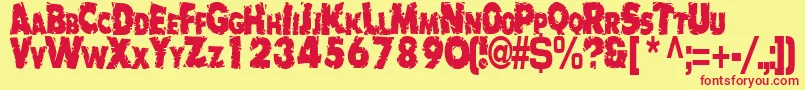 BadlyRegularTtstd Font – Red Fonts on Yellow Background