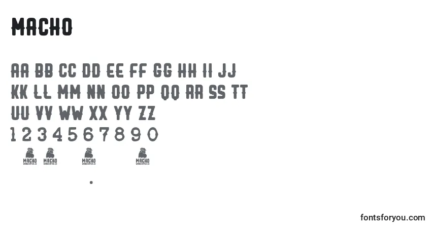 A fonte Macho – alfabeto, números, caracteres especiais