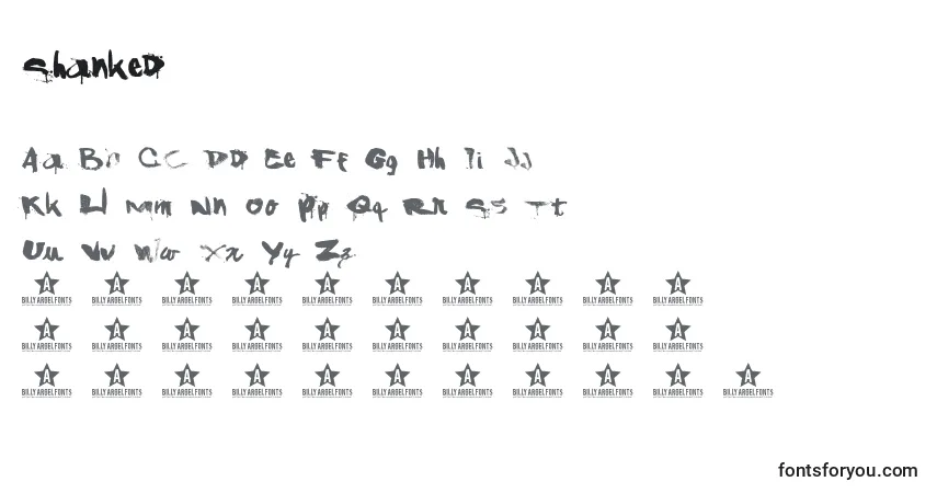 A fonte Shanked – alfabeto, números, caracteres especiais