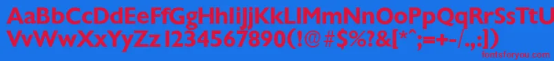 フォントChantillyserialBold – 赤い文字の青い背景