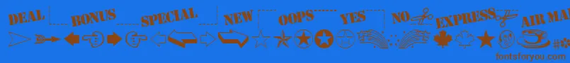 More about MiniPicsClassic Font MiniPicsClassic Font – Brown Fonts on Blue Background