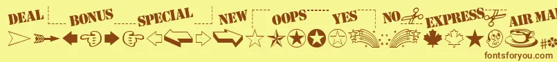 MiniPicsClassic Font – Brown Fonts on Yellow Background