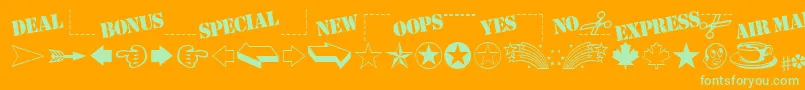 MiniPicsClassic Font – Green Fonts on Orange Background