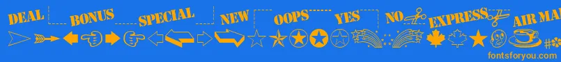 MiniPicsClassic Font – Orange Fonts on Blue Background