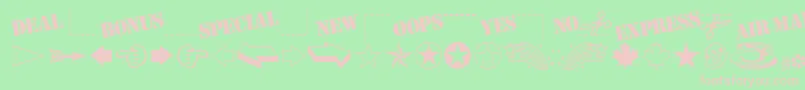 MiniPicsClassic-Schriftart – Rosa Schriften auf grünem Hintergrund