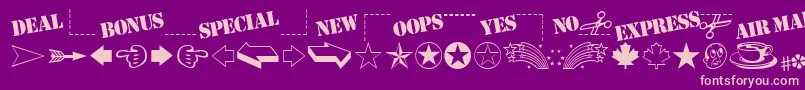 MiniPicsClassic Font – Pink Fonts on Purple Background
