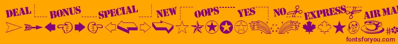 MiniPicsClassic Font – Purple Fonts on Orange Background