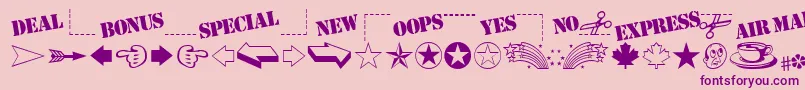 MiniPicsClassic Font – Purple Fonts on Pink Background