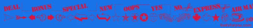MiniPicsClassic Font – Red Fonts on Blue Background