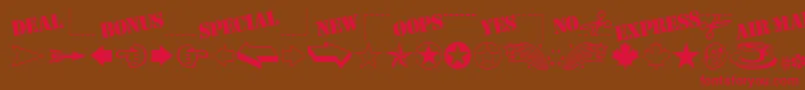 MiniPicsClassic Font – Red Fonts on Brown Background