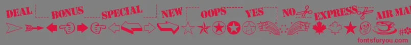 MiniPicsClassic Font – Red Fonts on Gray Background