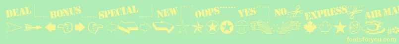Fonte MiniPicsClassic – fontes amarelas em um fundo verde