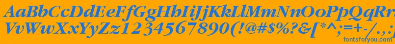 GaramondettBolditalic-Schriftart – Blaue Schriften auf orangefarbenem Hintergrund