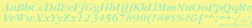 GaramondettBolditalic Font – Green Fonts on Yellow Background