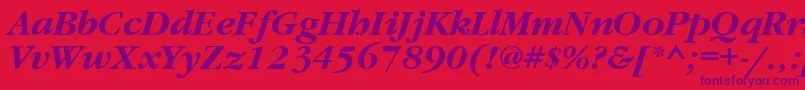 Czcionka GaramondettBolditalic – fioletowe czcionki na czerwonym tle