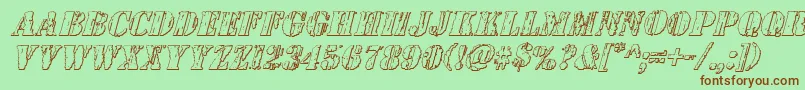 Wetworks3Dital Font – Brown Fonts on Green Background