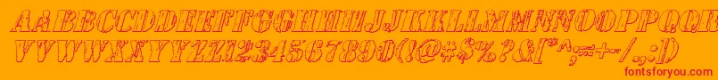 Wetworks3Dital-Schriftart – Rote Schriften auf orangefarbenem Hintergrund