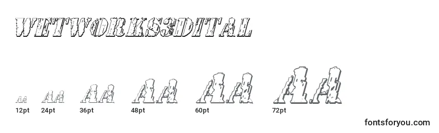 Wetworks3Dital Font Sizes