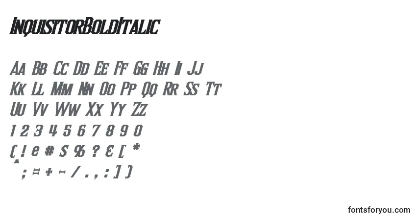 Schriftart InquisitorBoldItalic – Alphabet, Zahlen, spezielle Symbole