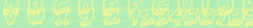フォントSwampDeath – 黄色の文字が緑の背景にあります