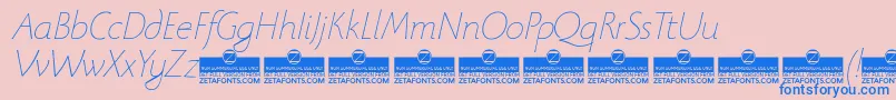 フォントBeatrixantiquaThinitalicTrial – ピンクの背景に青い文字